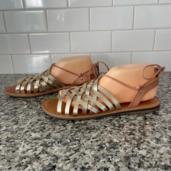 American Eagle Gladiator Lace Up Sandals Gold - Picture 4 of 10